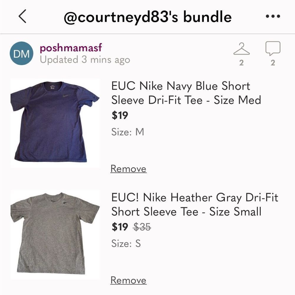 Nike Navy Blue and Heather Gray Short Sleeve Tees